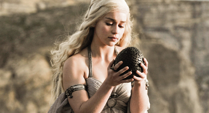 Daenerys holding dragon egg